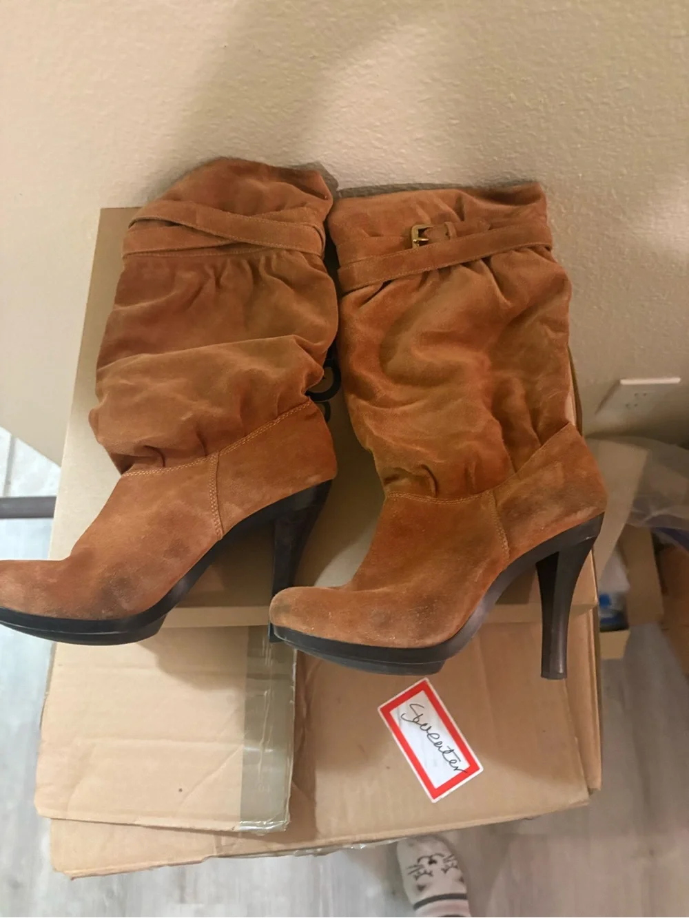 MICHAEL KORS Women’s Suede Knee-High Boots — Tan